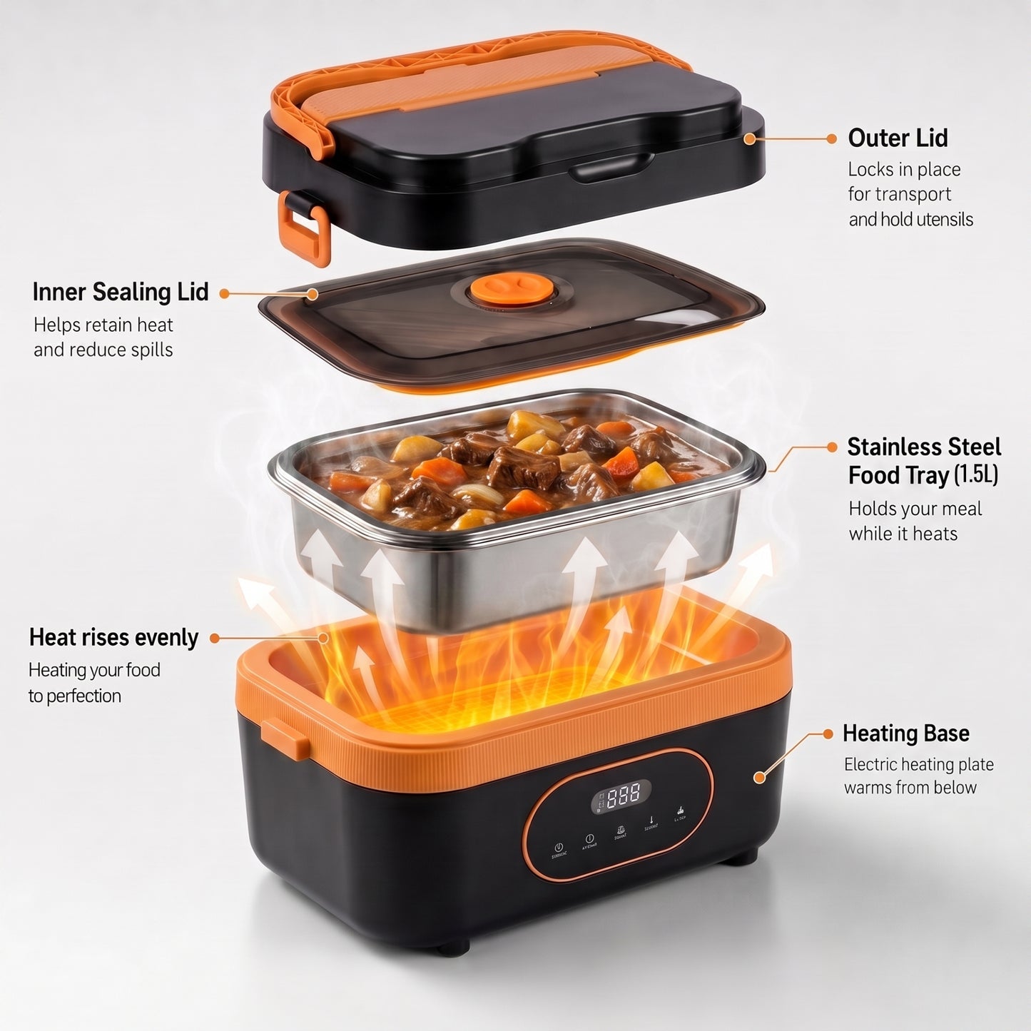 Tradie TuckerBox™ - 1.5L Wireless & Self Heating Lunchbox