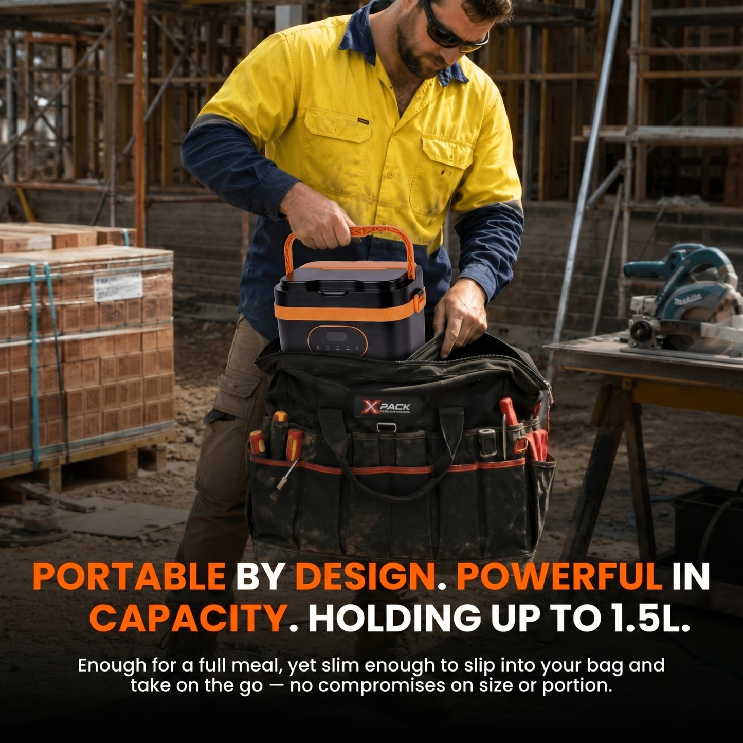 Tradie TuckerBox™ - 1.5L Wireless & Self Heating Lunchbox