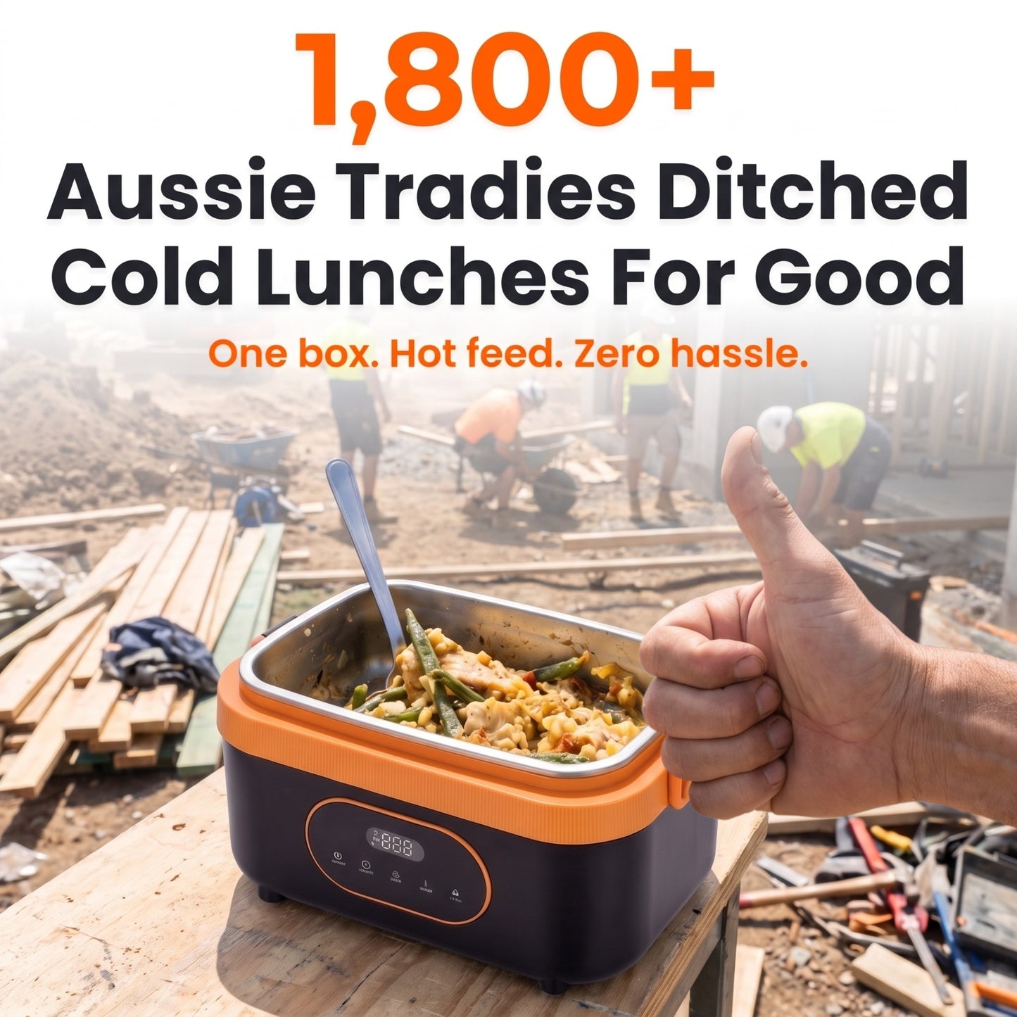 Tradie TuckerBox™ - 1.5L Wireless & Self Heating Lunchbox